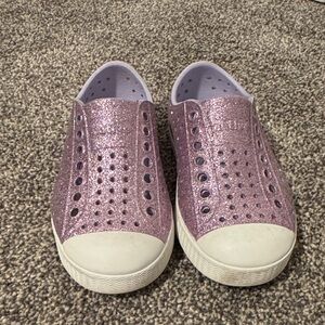 Used Sparkly Puple Native girls shoes size 8c